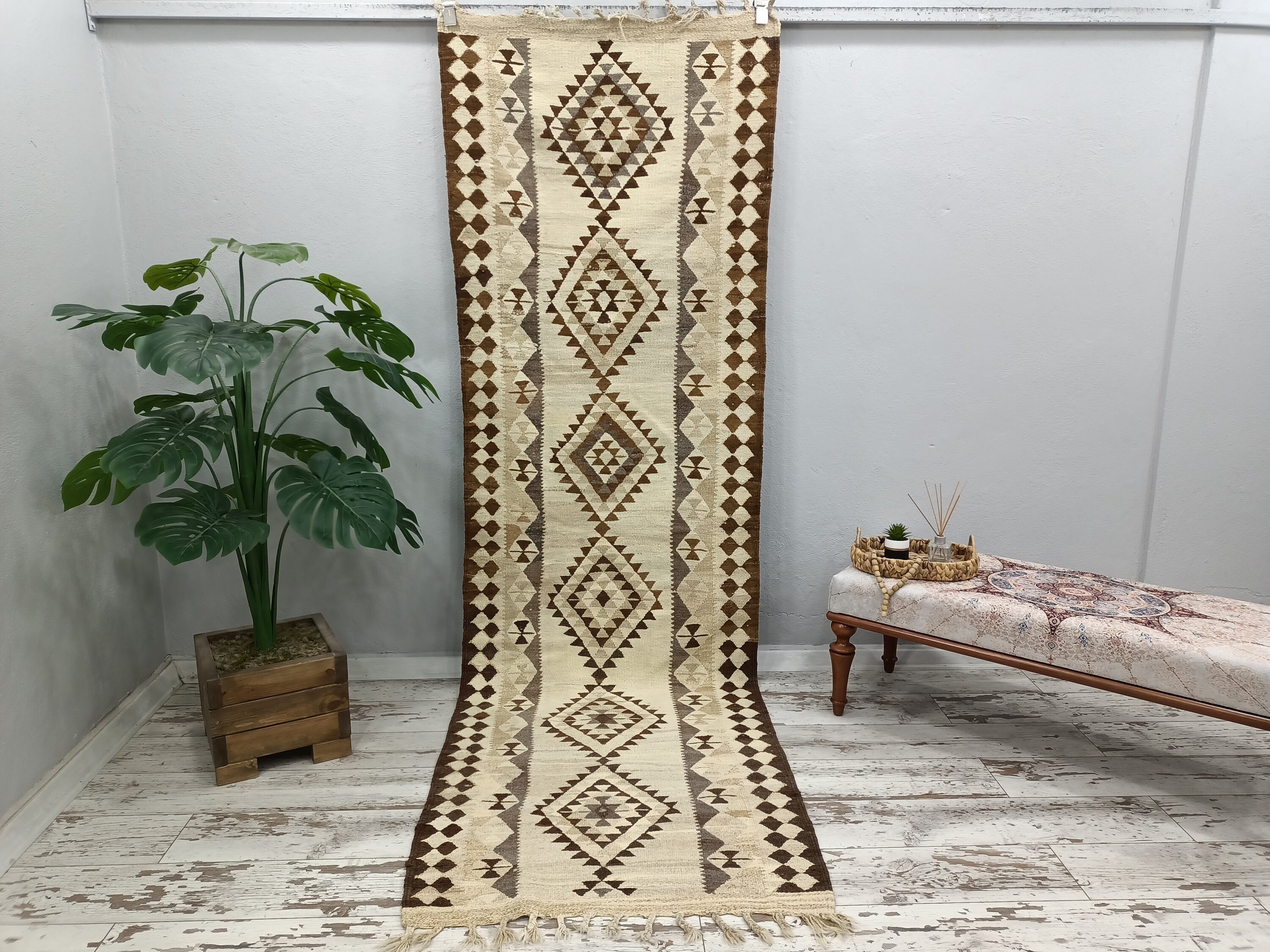Herki Rug, Turkish Rug, Hallway Rug, Vintage Rug, Oushak Runner