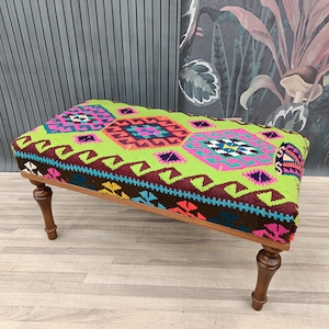 Ottoman Bench, Handmade Bench, Footstool Bench, Bohemian Bench, Metal Bench, Entry Bench, Kitchen Chair, 18x18x36&#39;&#39; , BENCH 207