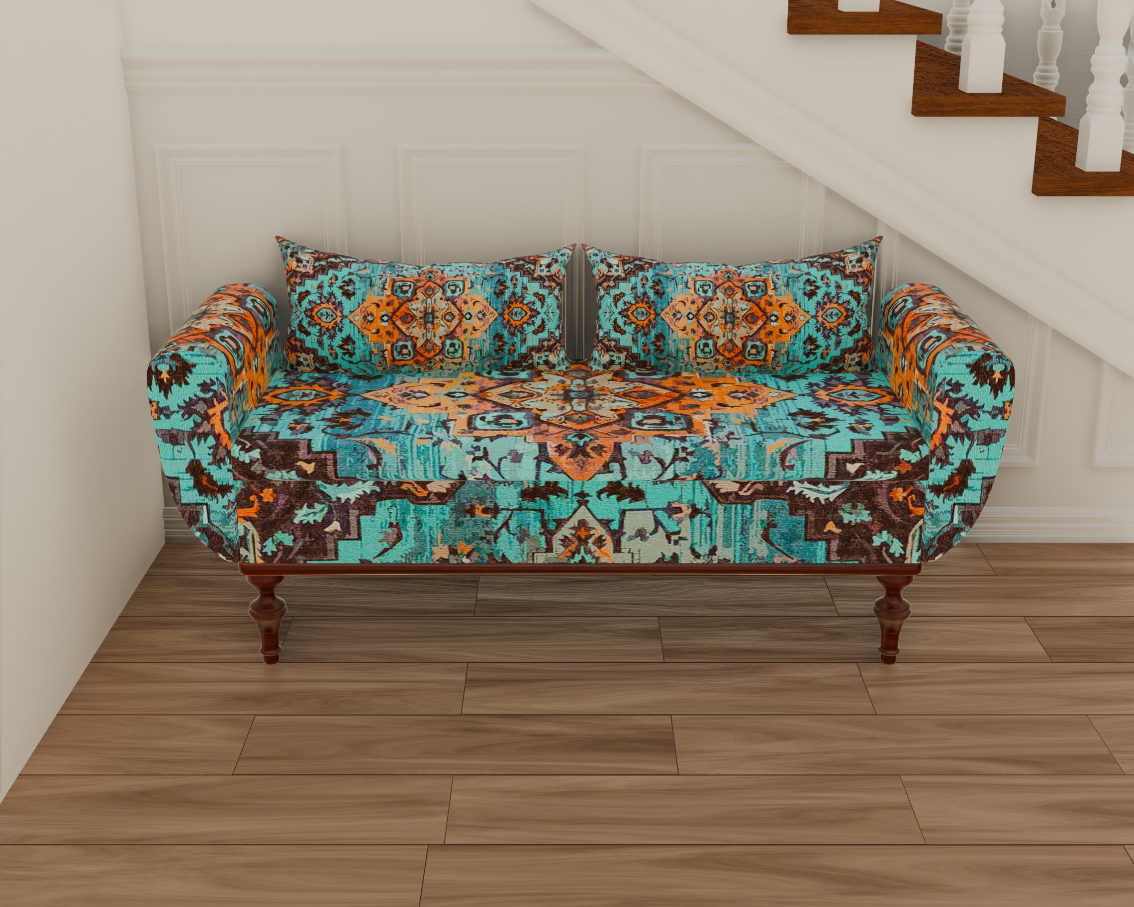 Bench with arms, Foyer bench, Upholstered bench, Shoe storage bench, Ottoman bench, Lounger bench, Retro bench, Hidden storage, ST 156-2