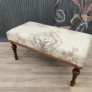Kilim upholstered bench, Ottoman table bench, Wooden coffe table bench, Diningroom bench, Natural kilim bench, 18x18x36 BENCH 1046