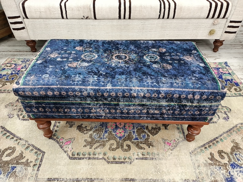 Bench for Entryway Navy Blue Ottoman Storage Chest Etsy