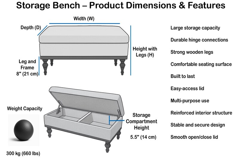 Bedroom storage bench, Handmade storage bench, Storage ottoman, Upholstered bench, Coffee table bench, Hallway organizer, ST- 1011