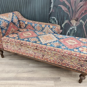 Storage chaise, Handmade furniture, Farmhouse sofa, Upholstered sofa, Chaise lounge chair, Meditation seat, Sofa couch, Armed bench, SOFA 63