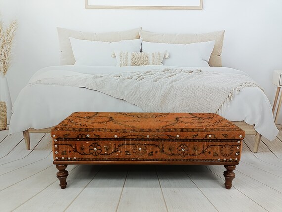 Orange bedroom bench outlet