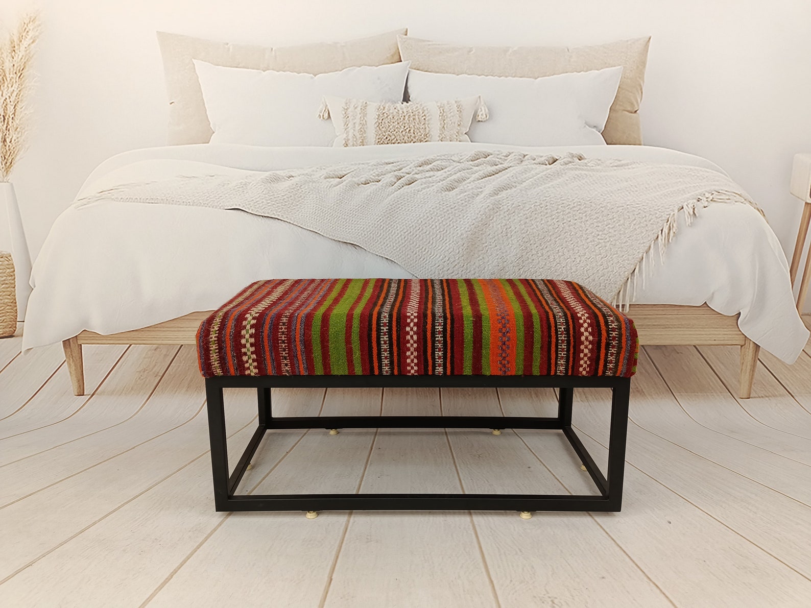 Vintage Kilim Bench Ottoman Bench Handmade Furniture Etsy