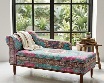 Chaise longue tapizada, sofá bohemio, sillón, sofá para perros, sofá cama, banco con espacio de almacenaje, asiento de ventana, sofá cama, SOFÁ 35