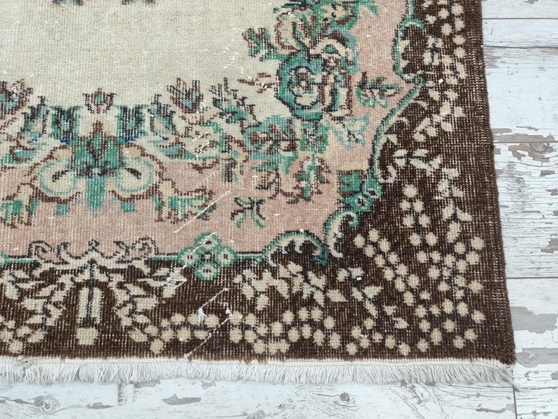botanical rug, handmade wool rug, multicolor rug, turkish oushak rug, foyer rug, rug for gift, vintage rug, amazing rug, 3.8x6.9 ft, VT 764