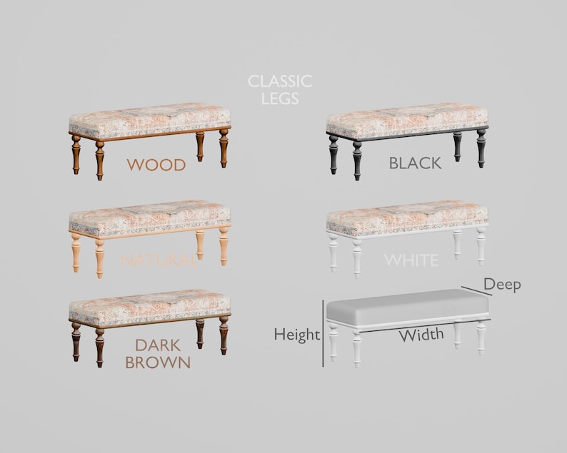 Upholstered Bedroom Bench, Turkish Rug Ottoman, Wooden Coffee Table, Kitchen Furnitures, Window Bench Seat, Padded Pouffe Ottoman, BENCH 794