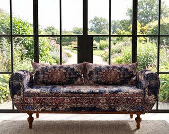 Faded Navy Medallion Storage Bench | Classic Entryway Seat, ST 876-2