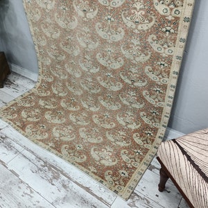 turkish rug, vintage rug, oushak rug, antique rug, bedroom rug, diningroom rug, 5.1 x 8.4 feet, oriental rug, home decor rug, VT-1199 image 7