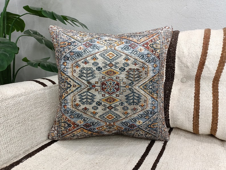 almohada de alfombra turca, almohada de cojín boho, almohada lumbar de tiro, almohada oriental, almohada hecha a mano, kelim kissen, almohada decorativa, PT 61 24x24 pulgadas