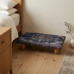 Small stool, Upholstered footstool, Bench with cushion, Resting stool, Foot bench, Coffe table, Nesting stand, Floor pouf with leg, 876