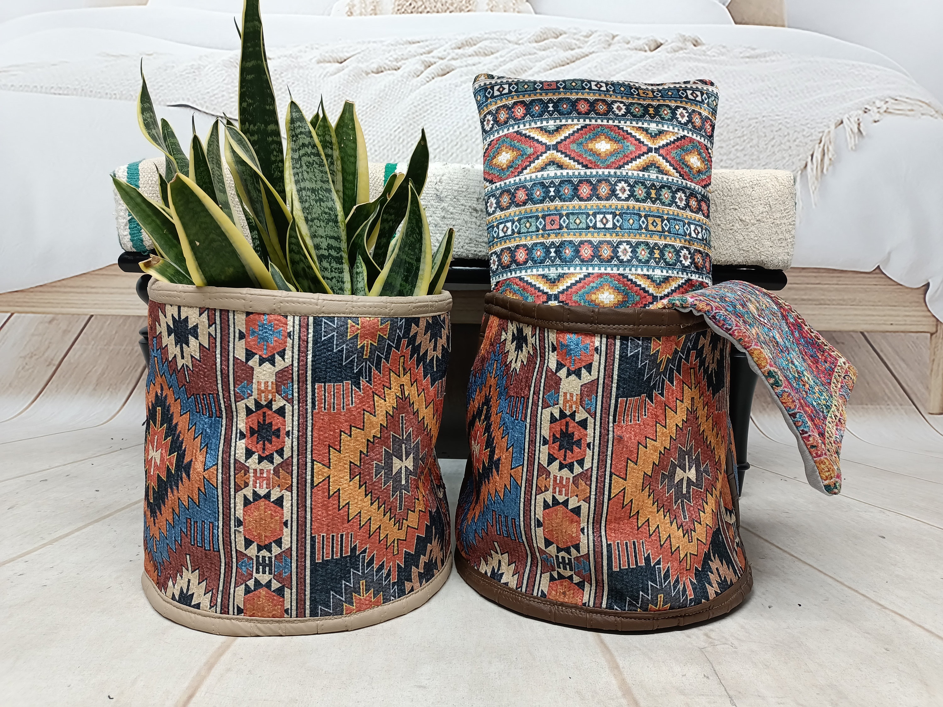 basket planter, plant pot holder, planter pack, southwestern basket, handmade basket, wide basket, flower pot cover, cozy basket, PTB 00-2