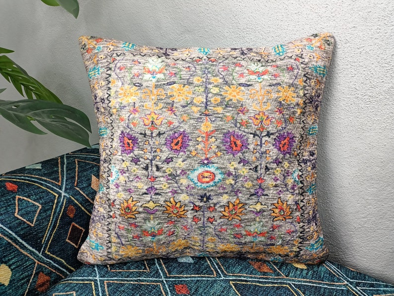 oriental pillow, euro sham cover, rug pillow cover, sofa pillow, lumbar pillow cover, boho pillow, decorative pillow, floor cushion, PT 1020 image 3