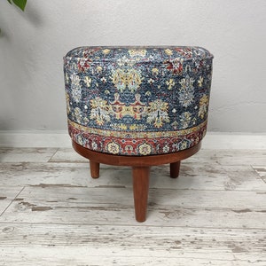 Bean Bag Chair, Bedroom Bench, Shoe Bench, Round Ottoman, Blue Stool, Floor Chair, Vanity Pouf, Pouf with Legs, Footstool Bench, FS 350-1