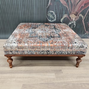 Coffee Table, Handmade Furniture, Ottoman Bench, Sitting Bench, Living Room Table, Dining Table, Home Decor, Upholstered Table, 36x36&#39;&#39;