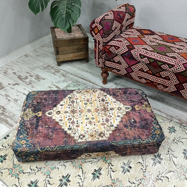 floor sofa seating, bohemian cushion, meditation cushion, floor couch cover, sitting pillow, handmade pouf, retro cushion, PP 870