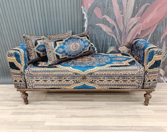 Bohemian Bench, Storage Ottoman, Upholstered Couch, Armed Window Seat, Day Bed Sofa, Hallway Bench, Dining Bench, Piano Bench, ST 18x51 867