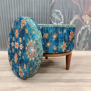 Ottoman stool, Space saver bench, Vanity table bench, Bean bag bench, Round bench, Hidden storage, Pouf stool, Barrel stool, FS 57-2