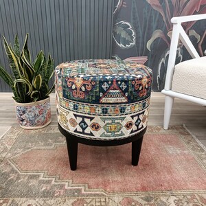 Round pouf stool, Bedroom pouf, Footstool ottoman, Tufted stool, Piano chair, Moroccan pouf, Footrest bench, Make up stool, FS 160