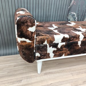 Cowhide pattern bench, Space saving bench, Fainting bench, Bench with arms, Ottoman storage, Furry bench, End of bed bench, ST COW-2