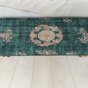 Floral Rug Bench, Upholstered Bench, Boho Piano Bench, Dressing Table Seat, Dining Chair, Kitchen Furniture, Wooden Shoe Bench, BENCH 885 image 8