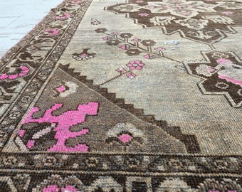 fabelhafter Teppich, brauner türkischer Teppich, nachhaltiger Teppich, Orientteppich, Orientteppich, Vintage Teppich, Wollteppich, Juteteppich, 100x160 cm, VT531