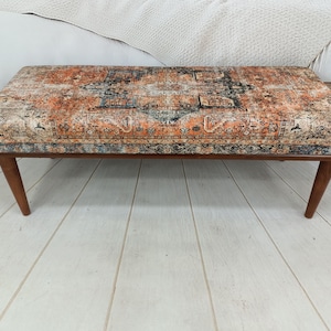 Upholstered Bedroom Bench, Turkish Rug Ottoman, Wooden Coffee Table, Kitchen Furnitures, Window Bench Seat, Padded Pouffe Ottoman, BENCH 794 image 4