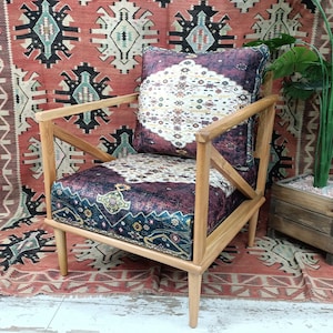 Accent chair, Bergere chair, Side chair, Handmade armchair, Breast feeding chair, Nursing chair, Lounge chair, Sofa couch, SOFA 870 Natural