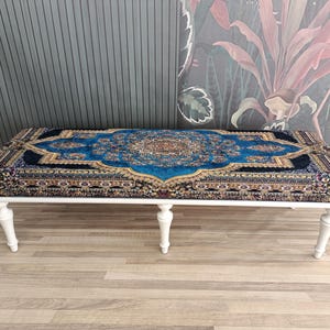 bedroom ottoman bench, wood bench, boho chair, dining table bench, footstool bench, turkish rug bench, upholstered bench, Bench 867