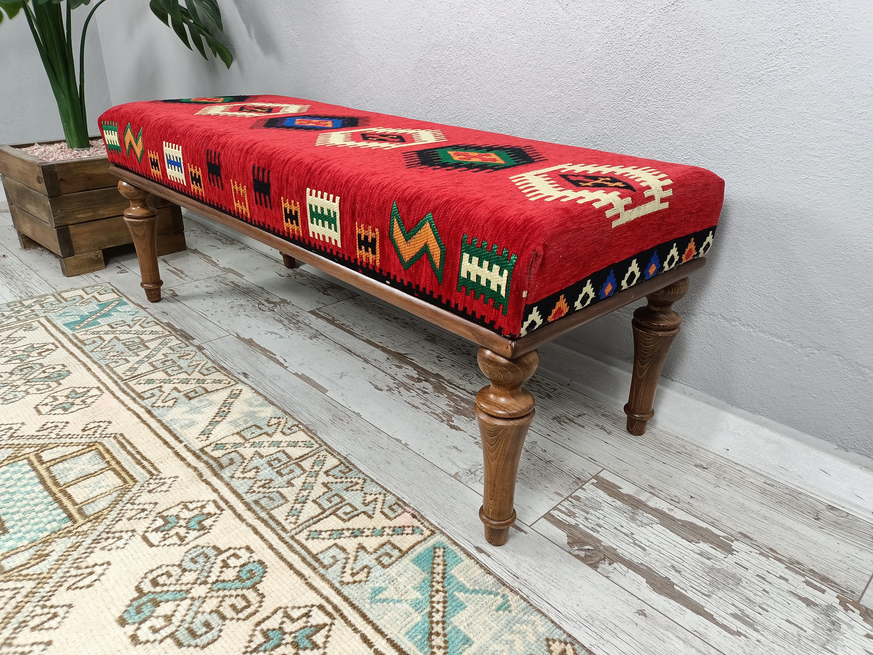Red ottoman bench discount