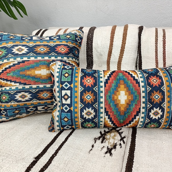 aztec bolster, tribal pillow case, ethnic pillow, southwestern pillow, 12x24 inches pillow, decorative sham, lodge pillowcase, PT 621