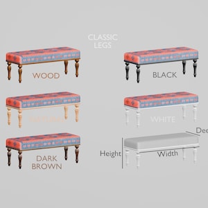 Upholstered Bench, Handmade Furniture, Footstool Bench, Kilim Rug Bench, Ottoman Bench, Aztec Bench, Farmhouse Decor,Footstool , BENCH 253