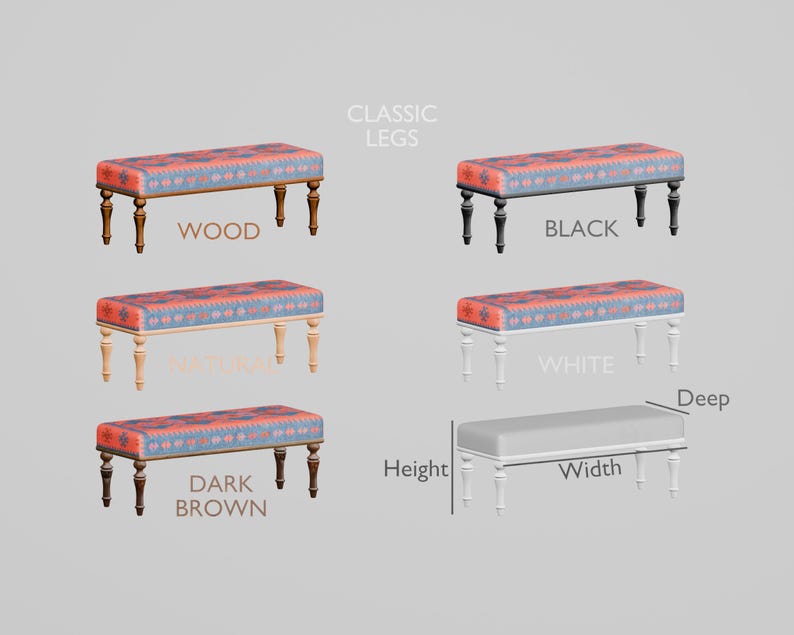 Upholstered Bench, Handmade Furniture, Footstool Bench, Kilim Rug Bench, Ottoman Bench, Aztec Bench, Farmhouse Decor,Footstool , BENCH 253