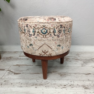 Upholstered Footstool, Ottoman Pouf, Vanity bench, Pouf Chair, Foot Rest Stool, Bedroom Pouf, Accent Stool, Sitting Pouf, Entry Bench, FS 64