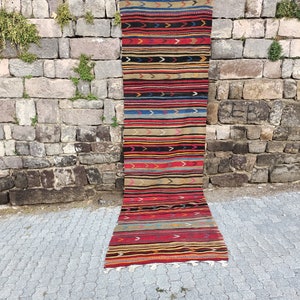 striped rug, runner rug, turkish rug, boho rug, vintage rug, corridor rug, kitchen rug, hallway rug, floor rug, 4.3x15.3 feet, VT 520