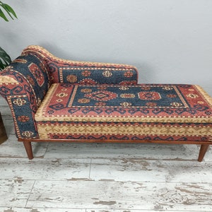 Storage sofa bed, Upholstered chaise lounge, Lounging chair, Vanity chair, Living room sofa, Bohemian sofa, Handmade furniture, SOFA 162