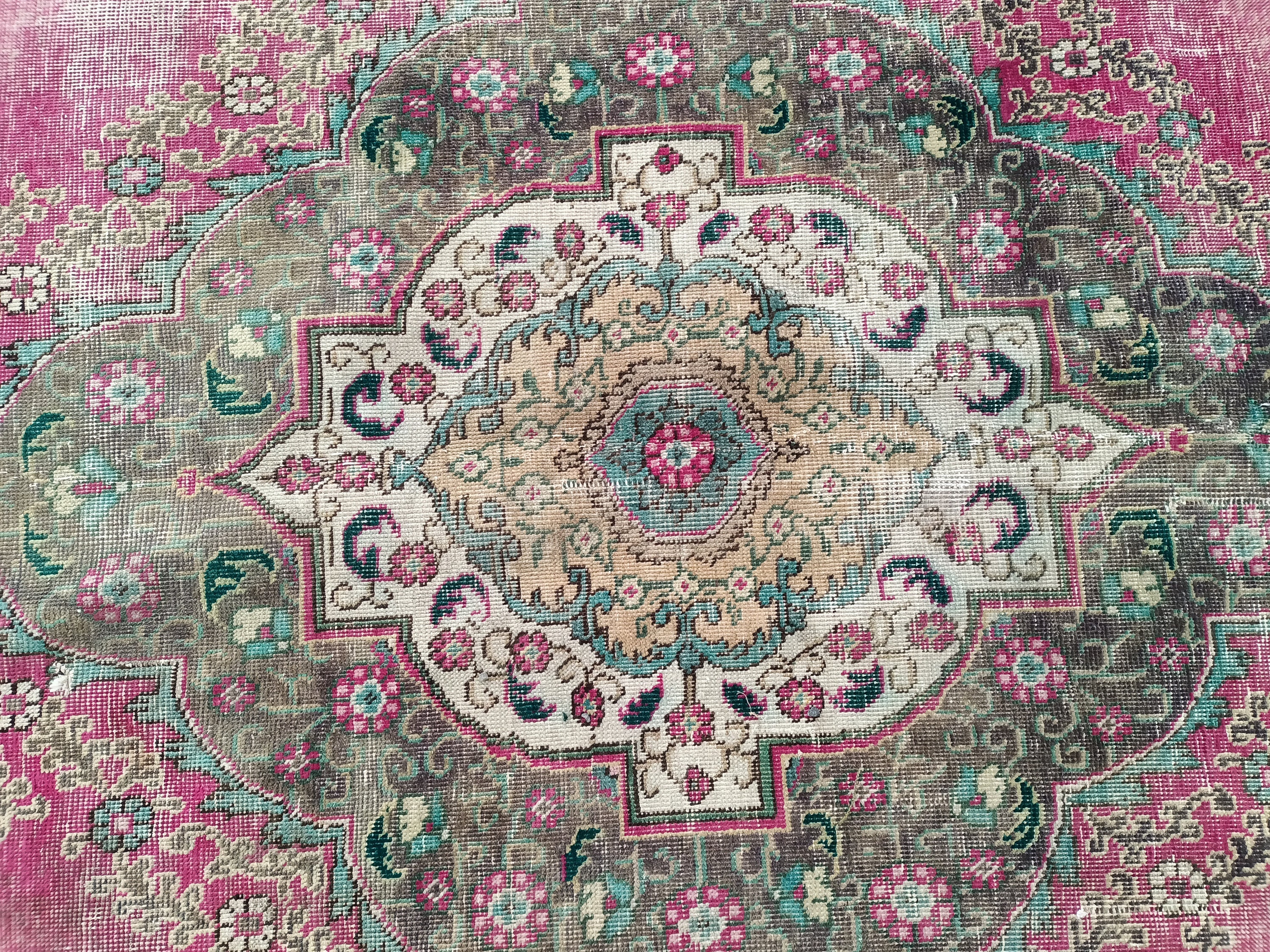 Pink Turkish Rug Pattern Oversize Rug, Pink Turkish Rug, Living Room Rug, Medallion Rug, Vintage ...