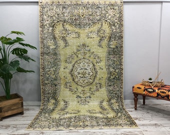 floor rug, antique rug, vintage rug, bedroom rug, turkish rug, floral kitchen rug, laundry rug, rustic rug, 5.1 x 8.9  feet, VT 1583