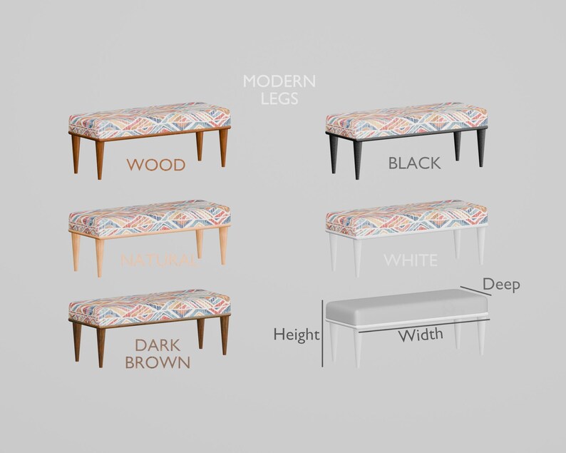 Upholstered Ottoman, Wooden Coffee Table, Modern Dining Bench, Footstool Bench, Bench With Cushion, Corner Bench, Boho Table, BENCH 884