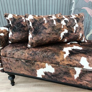 Cowhide pattern bench, Space saving bench, Fainting bench, Bench with arms, Ottoman storage, Furry bench, End of bed bench, ST COW-2