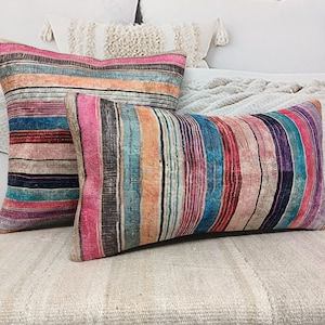 Funda de almohada pastel, almohada a rayas, almohada retro, almohada lumbar, almohada de cama, funda de almohada europea, almohada lavable, almohada de refuerzo, PT 3368