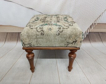 Footstool ottoman, Pouf stool, Short stool, Bean bag, Footrest bench, Handmade Furniture, Coffee table, Upholstered bench, VT 44 18x18