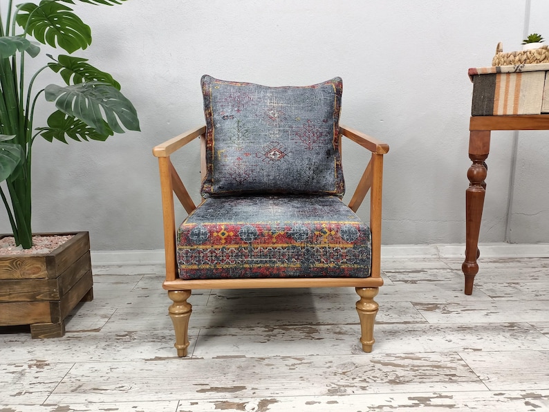 Desk chair, Retro armchair, Accent chair, Kitchen chair, Relaxing chair, Handmade armchair, Gray sofa, Farmhouse chair, SOFA 107 Natural