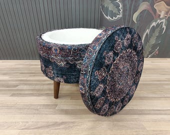 Secret storage bench, Blanket chest bench, Footstool bench, Ottoman bench, Bean bag bench, Bathroom vanity, Pouf bench, Round bench, FS876-2