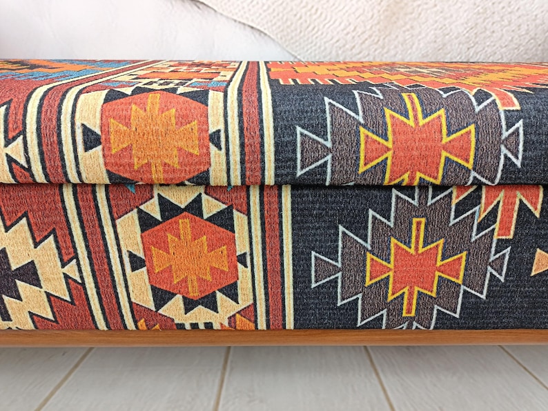 Storage Loveseat, Armed Ottoman Bench, Living Room Bench, Orange Sofa Couch, Aztec Bench, Upholstered Bench, Bed Benches, ST 18x51 00