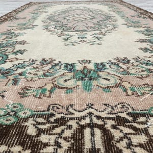 botanical rug, handmade wool rug, multicolor rug, turkish oushak rug, foyer rug, rug for gift, vintage rug, amazing rug, 3.8x6.9 ft, VT 764