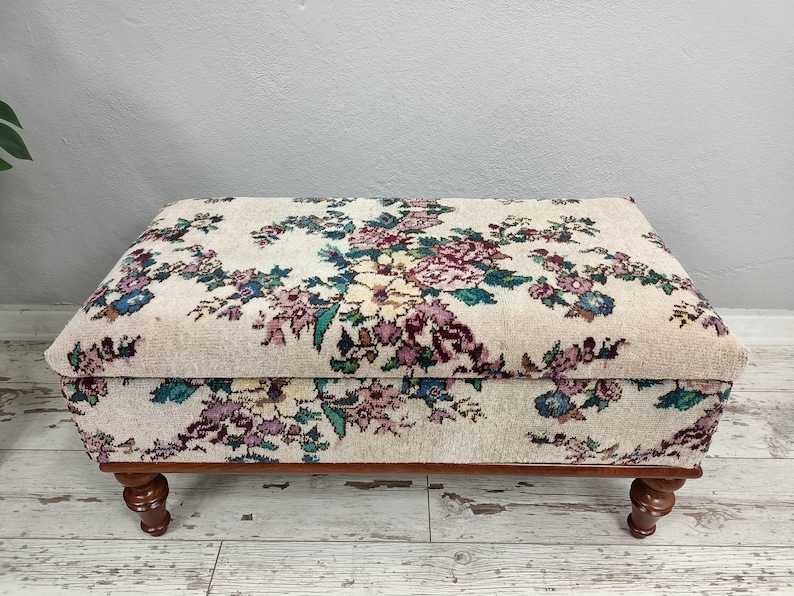 Ottoman Storage Vintage Rug Bench Kitchen Chair End Table Etsy