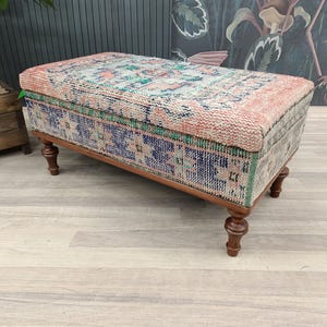 Storage Ottoman Bench, Entry Organizer Bench, Shoe Storage, Handmade Furniture, Bedroom Organizer, Turkish Rug Bench, Hallway Bench, ST 144
