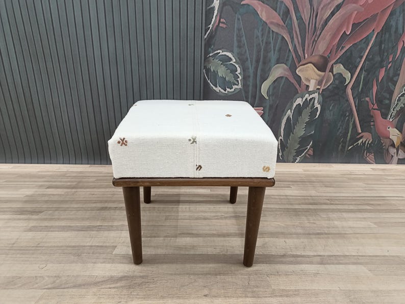 Handmade Furniture, Dressing Table Bench, Footstool Bench, Coffee Stool, Porch Chair, Kilim Rug Bench, Floor Chair, Boho Bench, VT 994 18x18